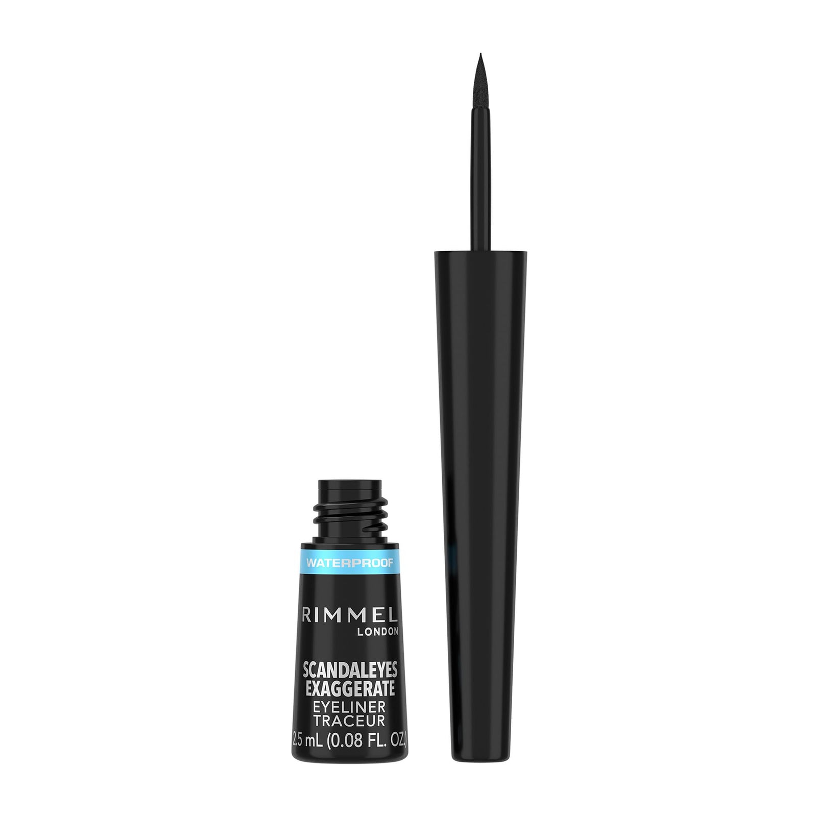 Rimmel London, Exaggerate Waterproof Liquid Eyeliner, Black, 2.5 ml -Open Box