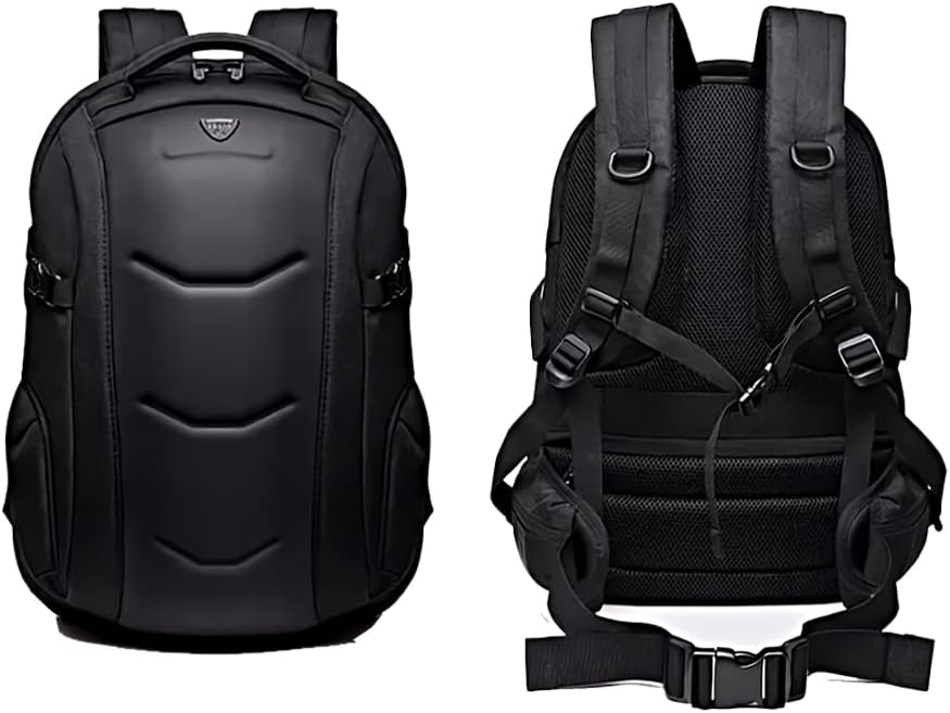 Ozuko 8980 unisex backpack economic design with large capacity and phone pocket - black