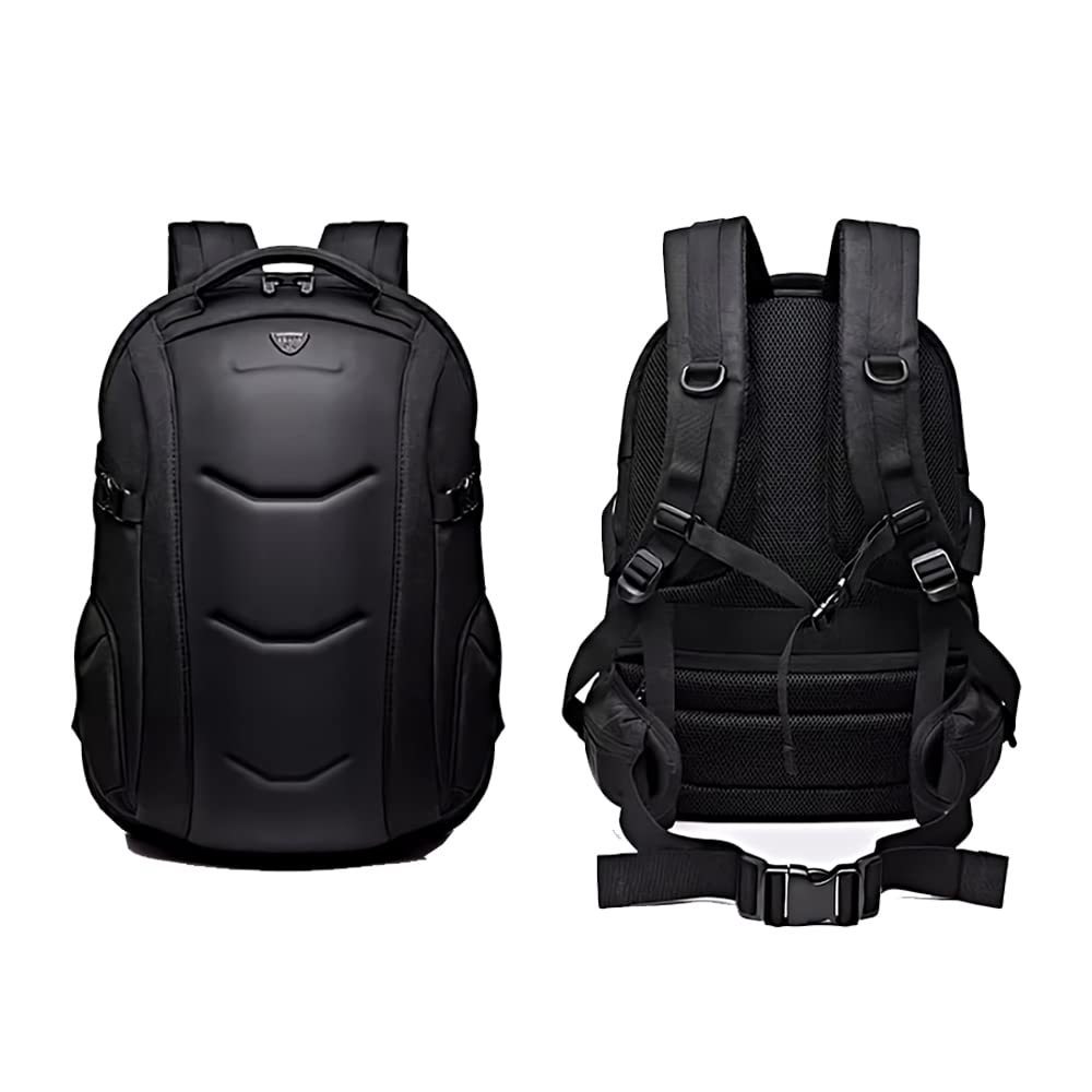 Ozuko 8980 unisex backpack economic design with large capacity and phone pocket - black