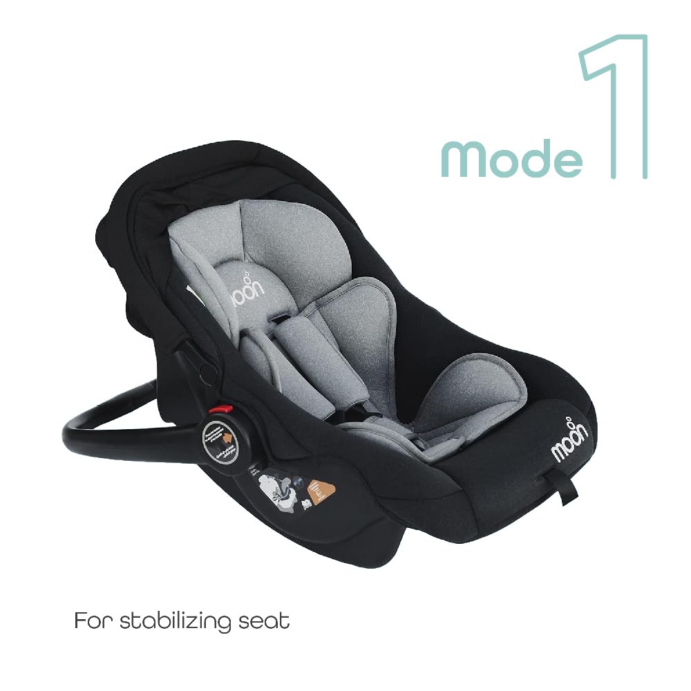 MOON Bibo Infant/Baby/Kids Travel Car Seat With Full Body Support CUShion Rear Facing Seat Carry Cot AdjUStable Canopy Suitable For 0 Months+0 13 Kg Black