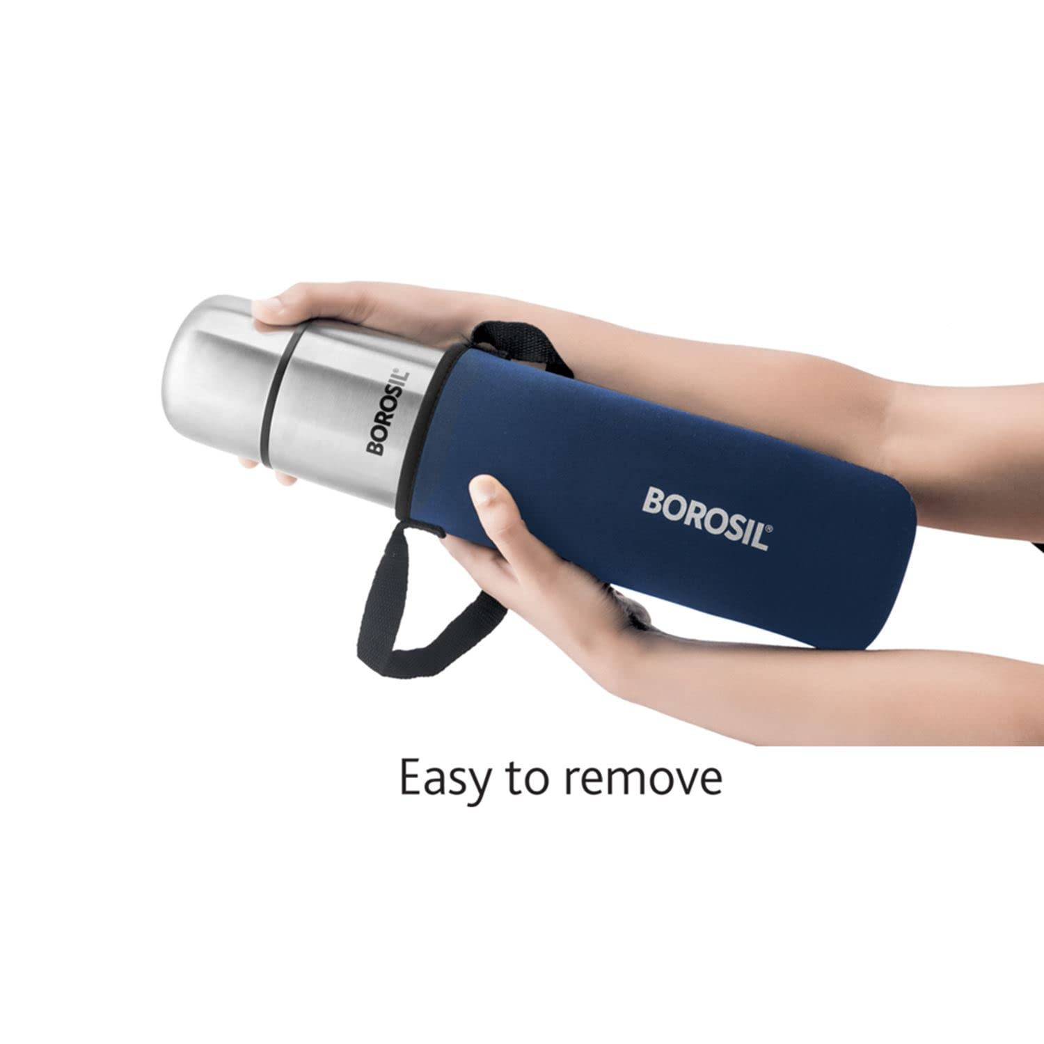 Borosil Stainless Steel Hydra Thermo Double Wall Copper Coated Inner Vacuum Insulated Flask with Blue Jacket |Water Bottle|Thermos|Sports Bottle|Yoga Bottle|Outdoor|Reusable Leak Proof 500 ml