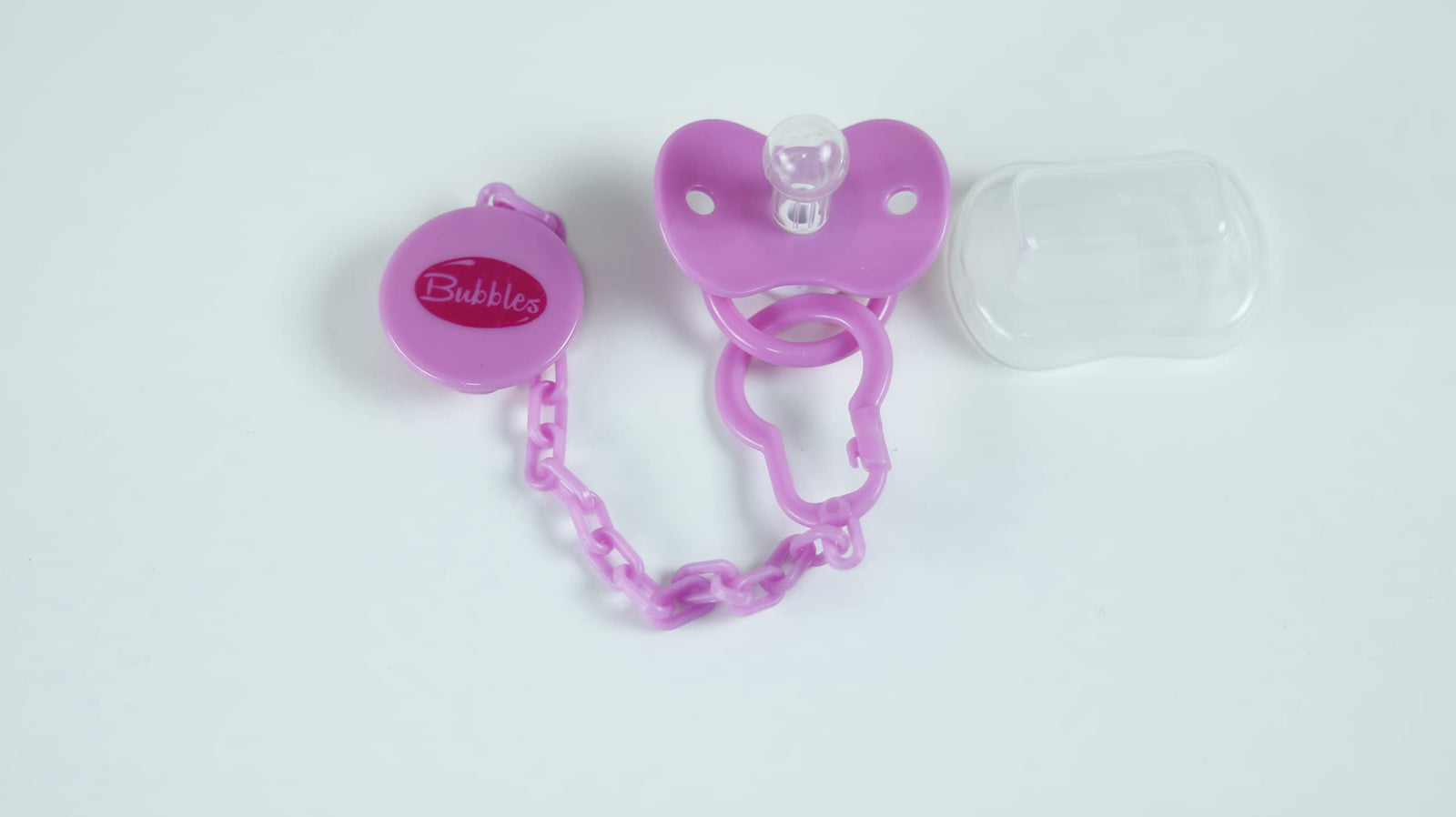 Bubbles pacifier with chain rose