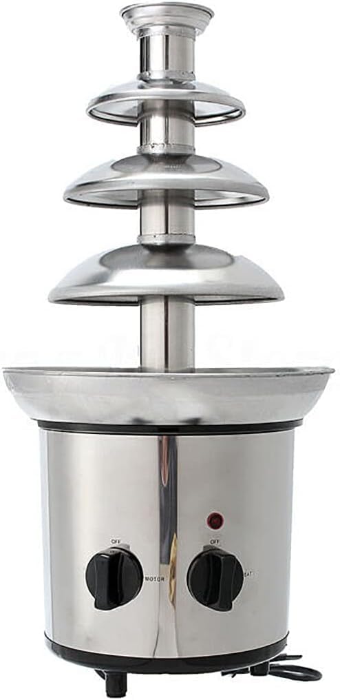 ECVV Stainless Steel 4 Tiers Chocolate Fountain Machine 1.8Kg Capacity Chocolate Fondue Waterfall Melting Tower, Adjustable Temperature,