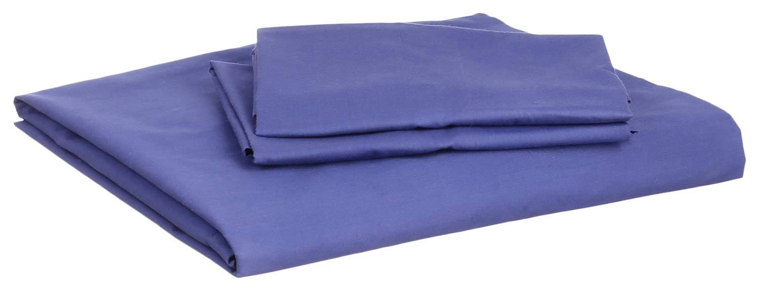 Nice Cotton Bedding Set, 3 Pieces, Bed Sheet, 2 Pillow Cases - Dark Blue