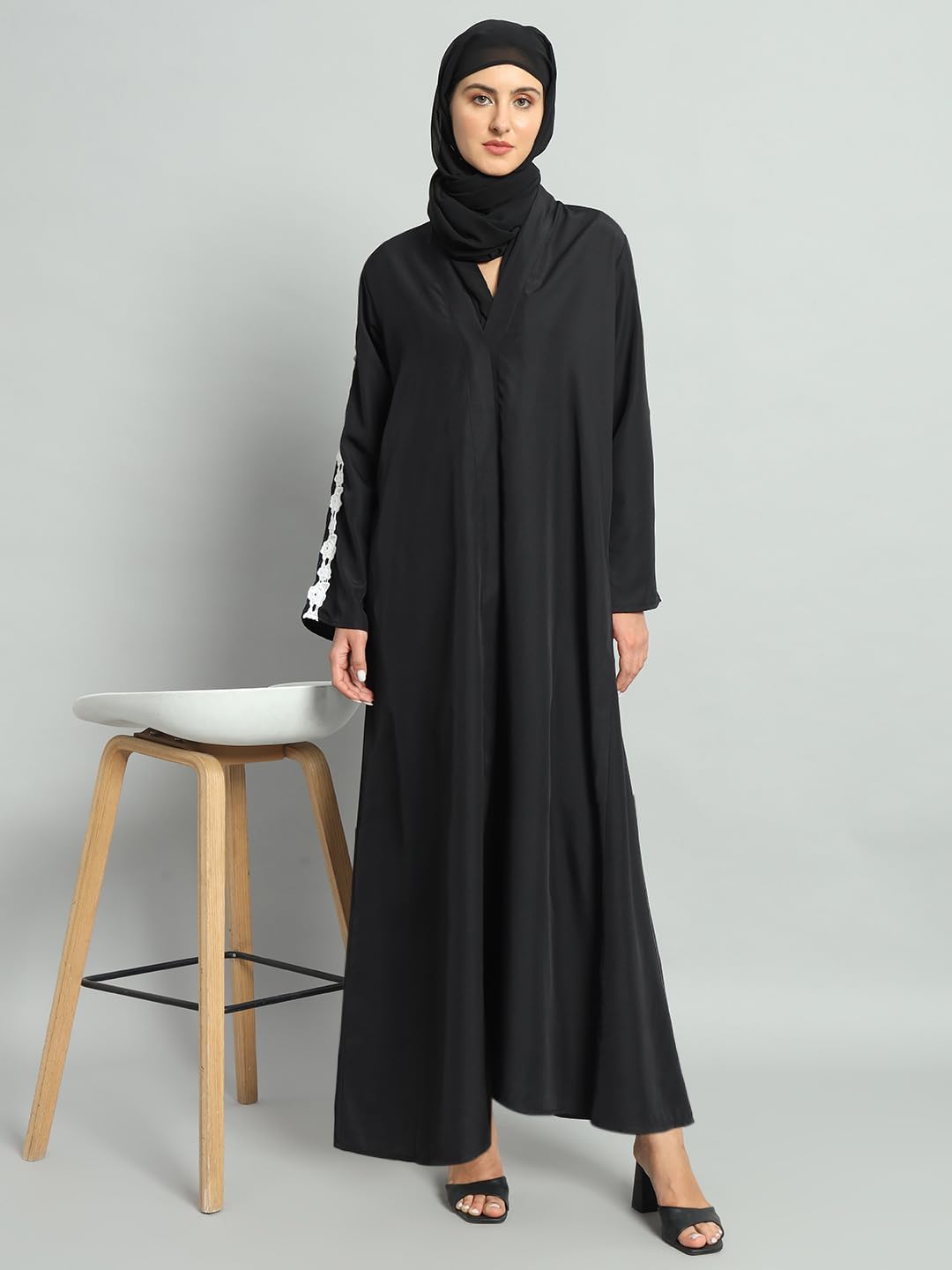 Styleville.in Women Arabic wear abaya with Hijab Black -SDRF1N502955