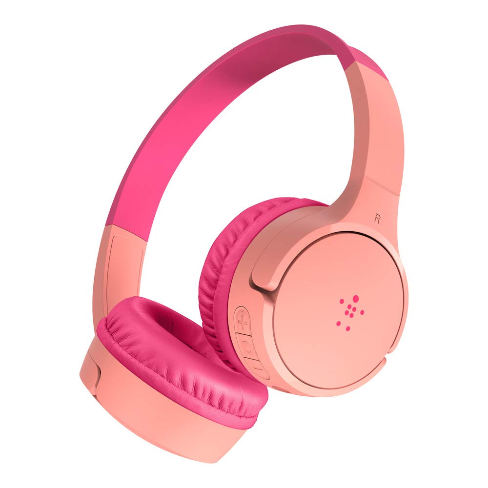 Belkin SoundForm Kids On Ear Wireless Headphones (with Built in Microphone, Girls and Boys For Online Learning, School, Travel, Compatible with iPhones, iPads, Galaxy and more) - Pink