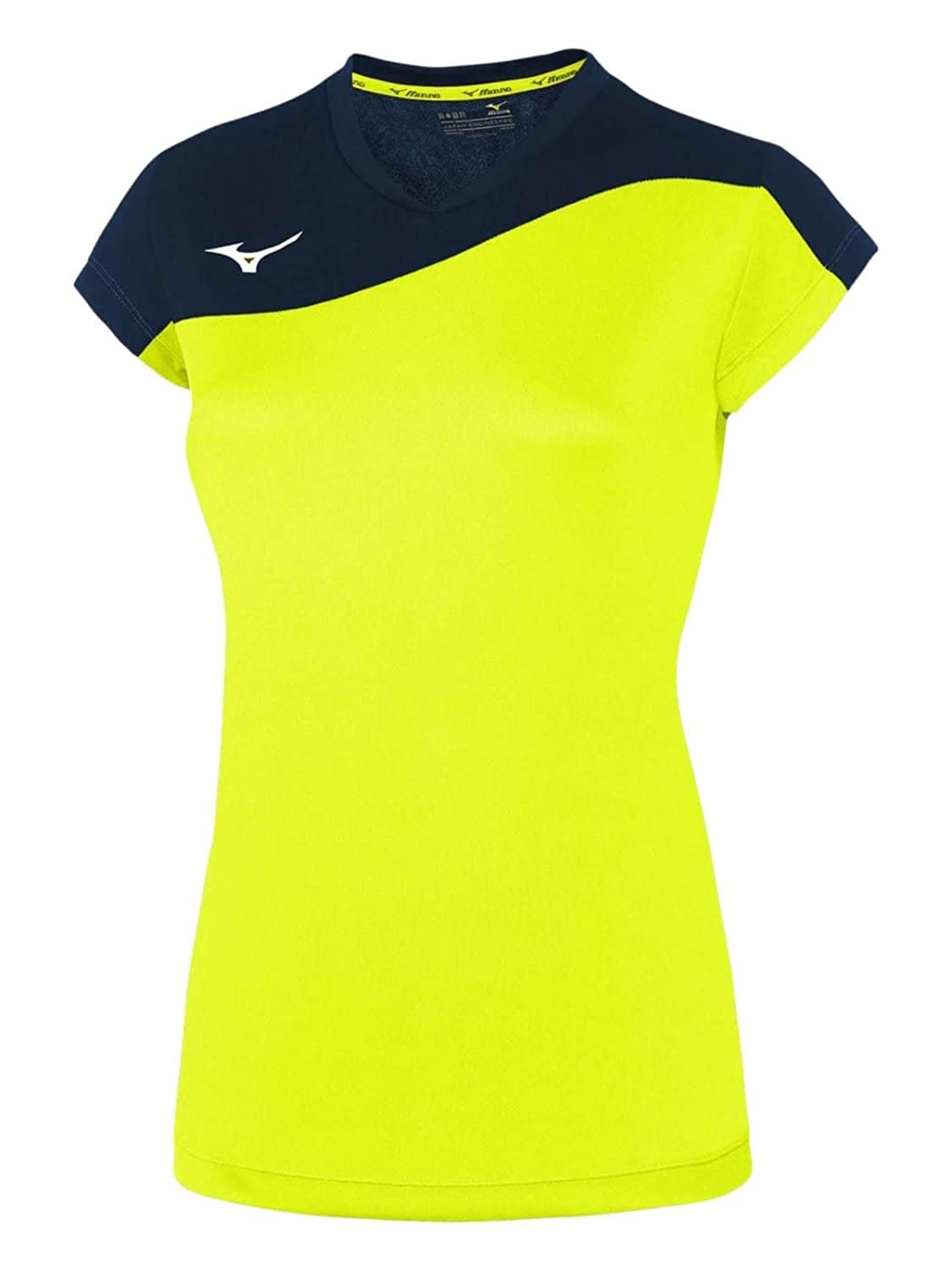 Mizuno V2EA720344 Authentic Myou T-shirt, Large, Fluorescent Yellow/Navy