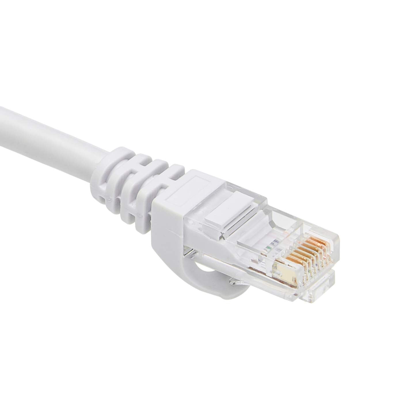 كابل إيثرنت باتش RJ45 Cat-6 من Amazon Basics بدون تشابك - 15 قدم، أبيض، عبوة من 5