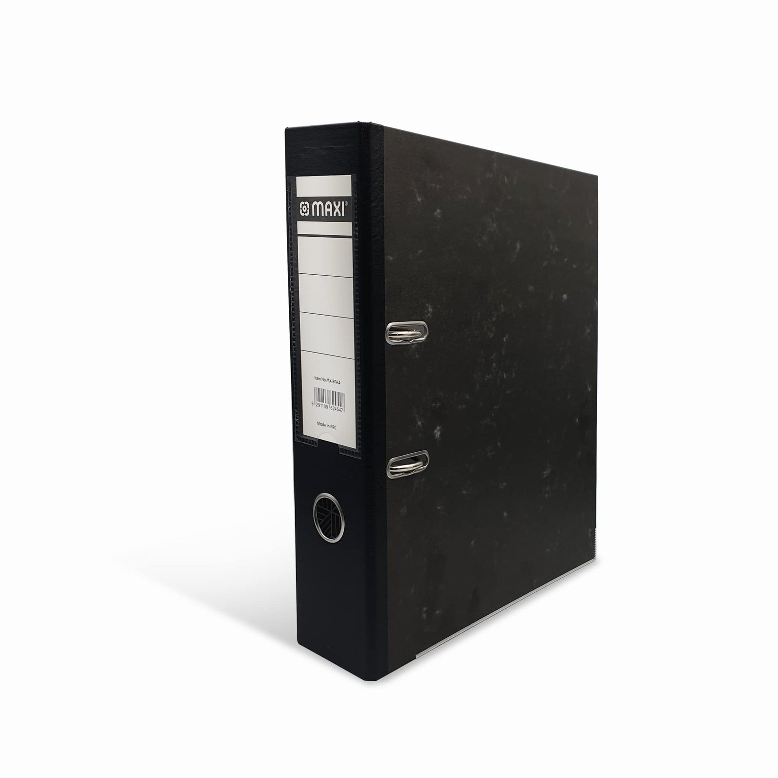 Maxi Lever Arch File F/S Broad Fixed Mechanism With Pocket Black,75 mm wide spine holds up to 500 A4 sheets 80 gsm with replaceable spine labels for easy identification of contents, BF403FP