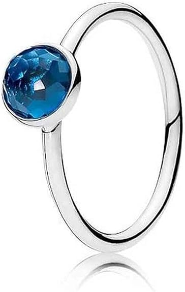 Pandora 191012NLB-56  Sterling 925 Silver Blue Crystal Bezel Set Ring for Women