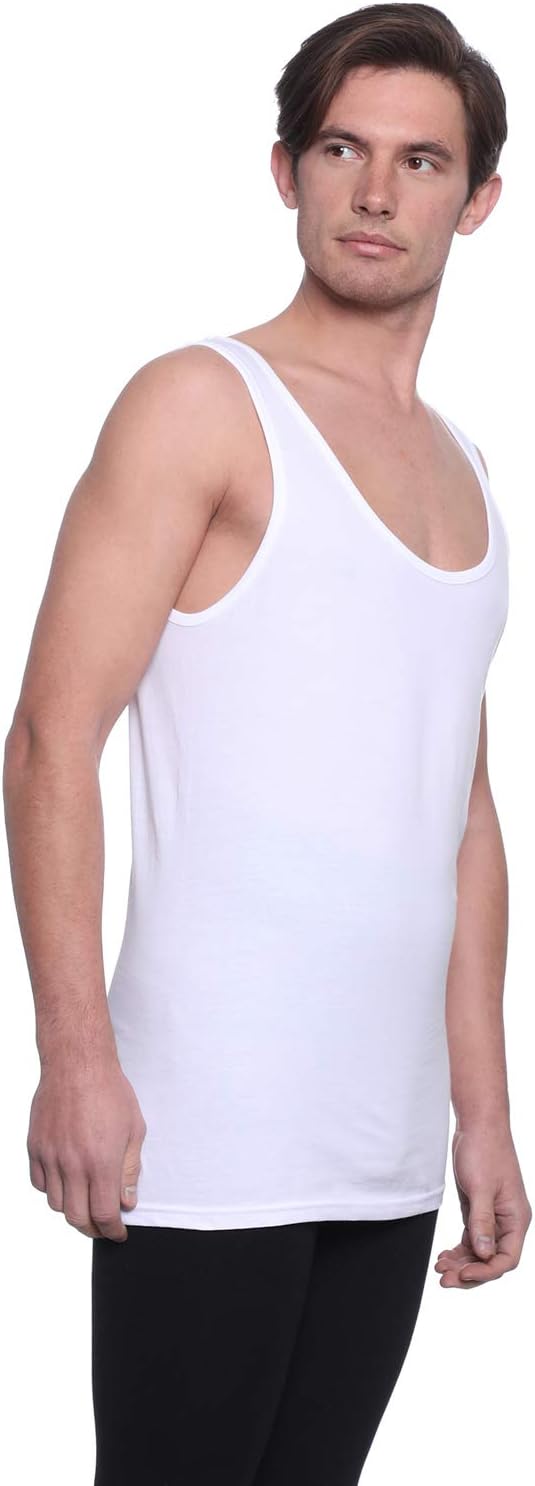 Dice DMTop119 Mens Set of 3 Cotton Round Neck Sleeveless Undershirt - White