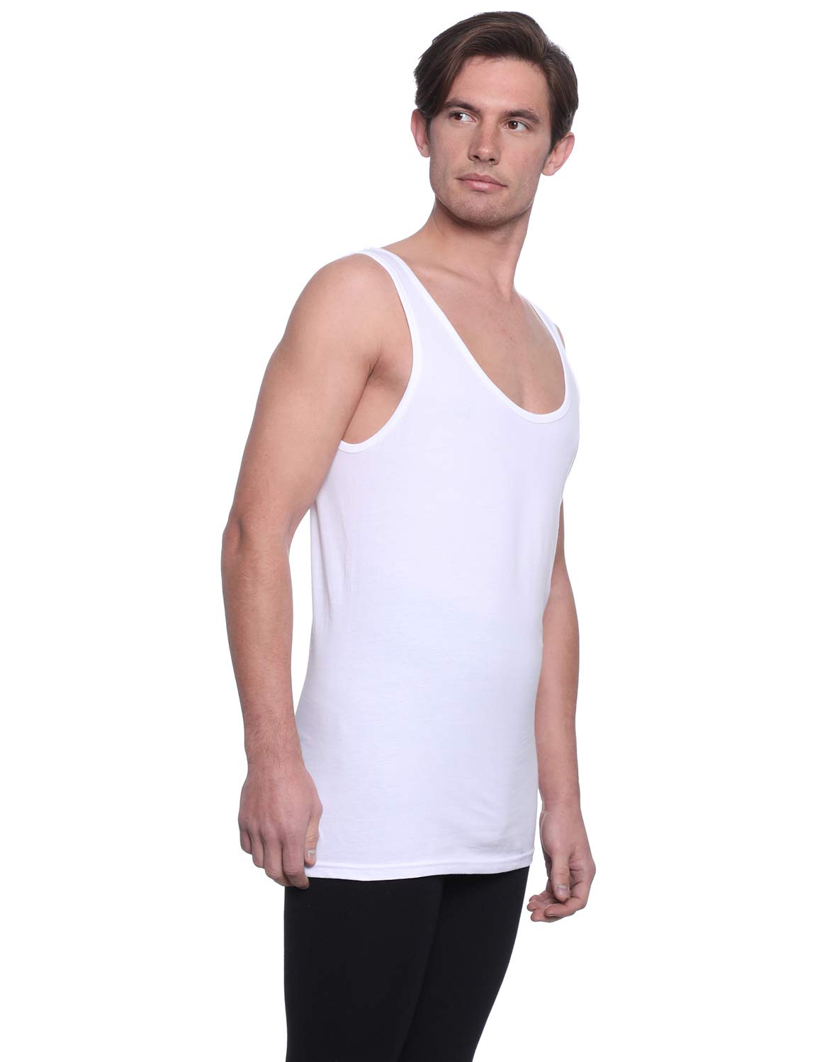 Dice DMTop119 Mens Set of 3 Cotton Round Neck Sleeveless Undershirt - White