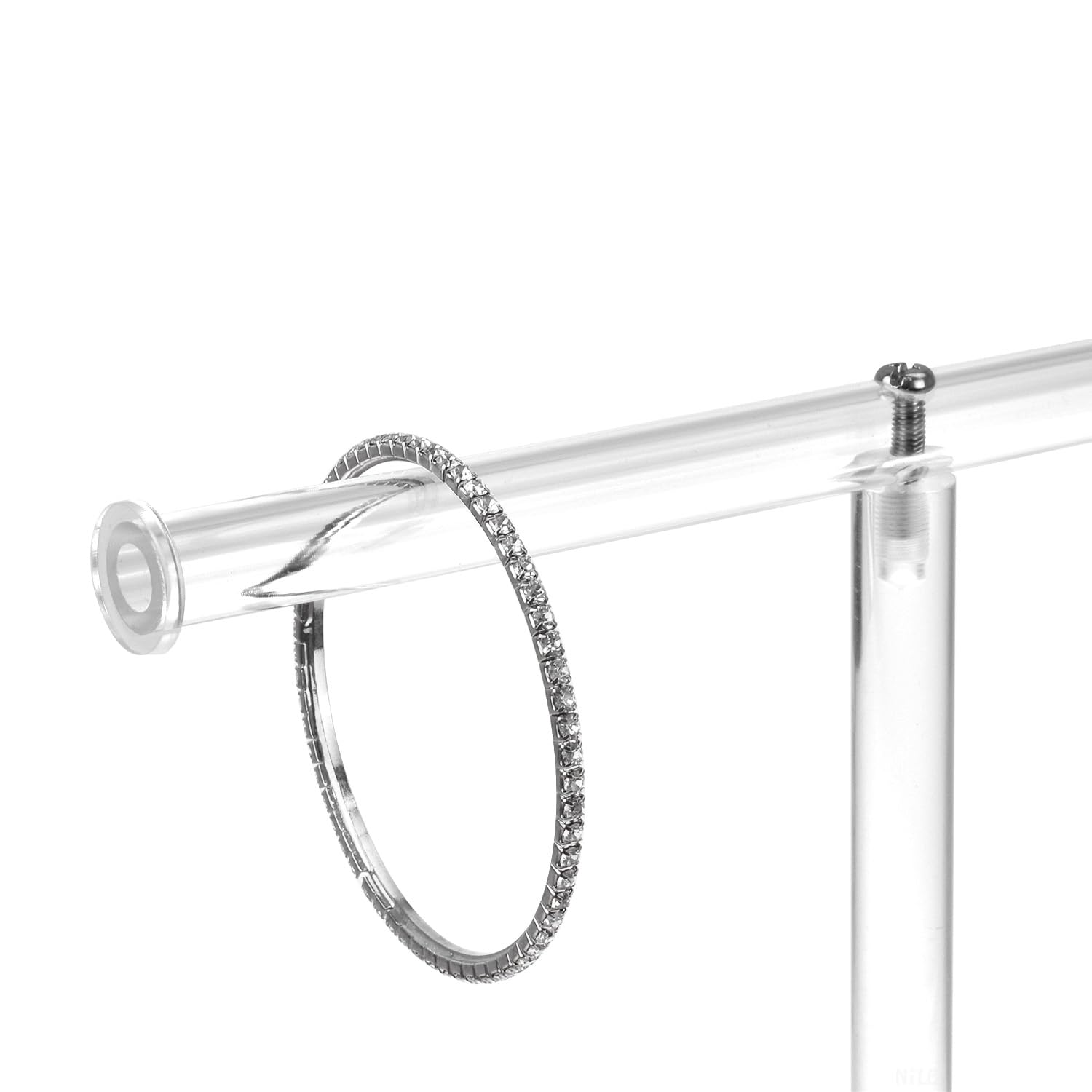 Mooca Deluxe Clear Acrylic Round Bracelet Display Holder 2 Tier T-bar Jewelry Display Bracelet Display Holder Stand Acrylic Bracelet Display Organizer Jewelry Holder (2-Bar)