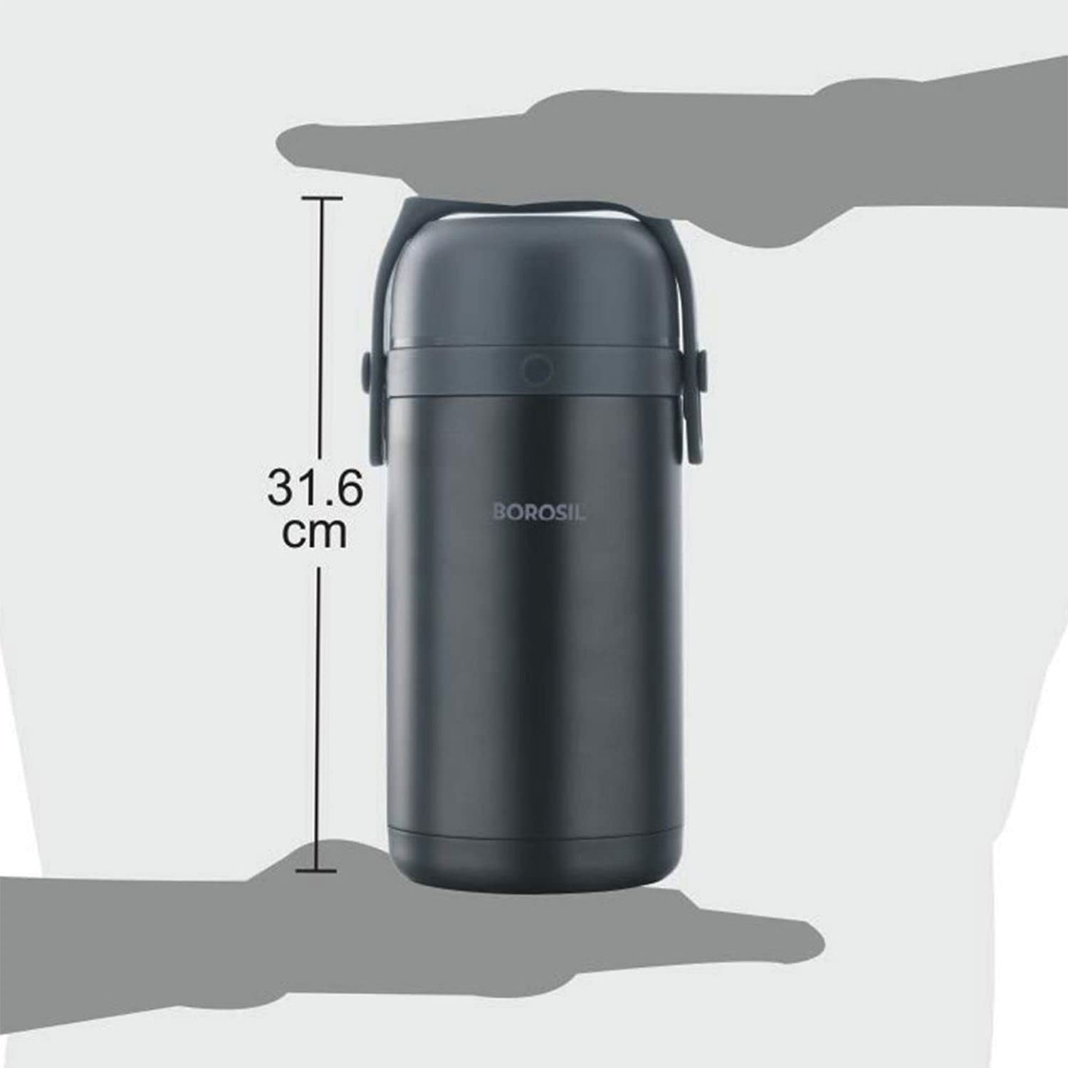 Borosil - Hot-N-Fresh Stainless Steel Insulated Lunch Box, Set of 3 (1pcs 350 ml + 2pcs 420 ml), Black