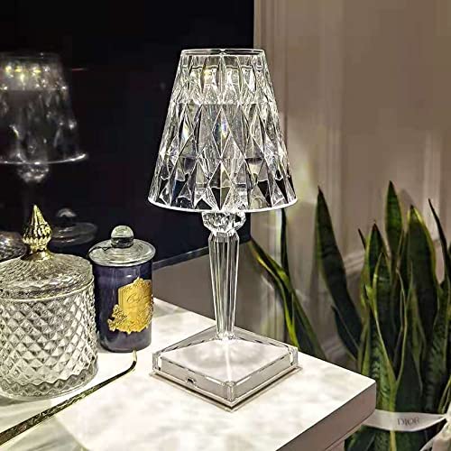 Touch Crystal Diamond Table Lamp, Romantic LED Night Light Modern Gift Relax Bedside Lamp with USB Charging Port Decoration Desk Nightstand Lamps for LivingRoom/Bedroom/Study Room/Office/Bar