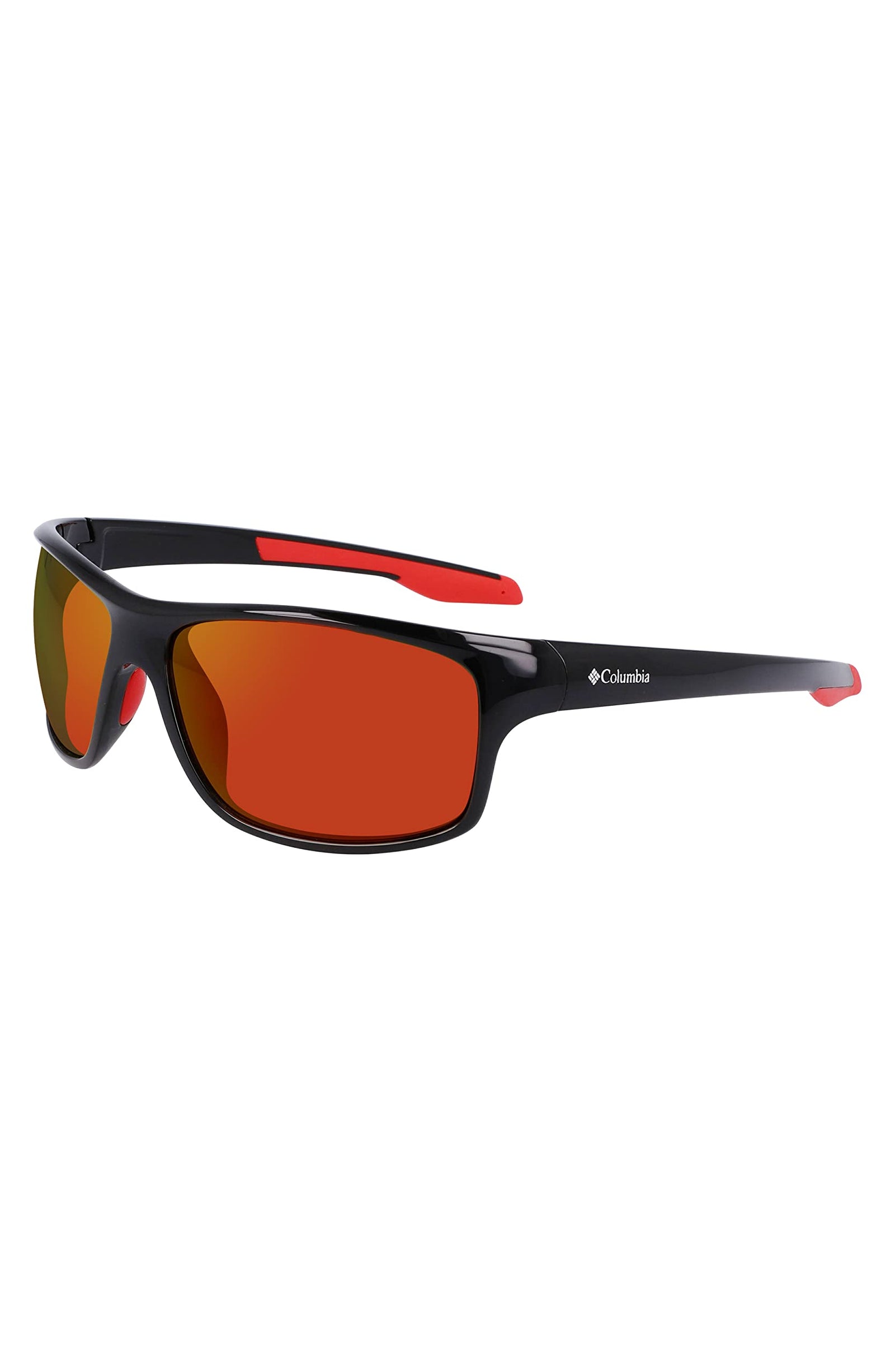 Columbia Men's Burr Polarized Rectangular Sunglasses, Shiny Black & Red/Orange Revo, One Size