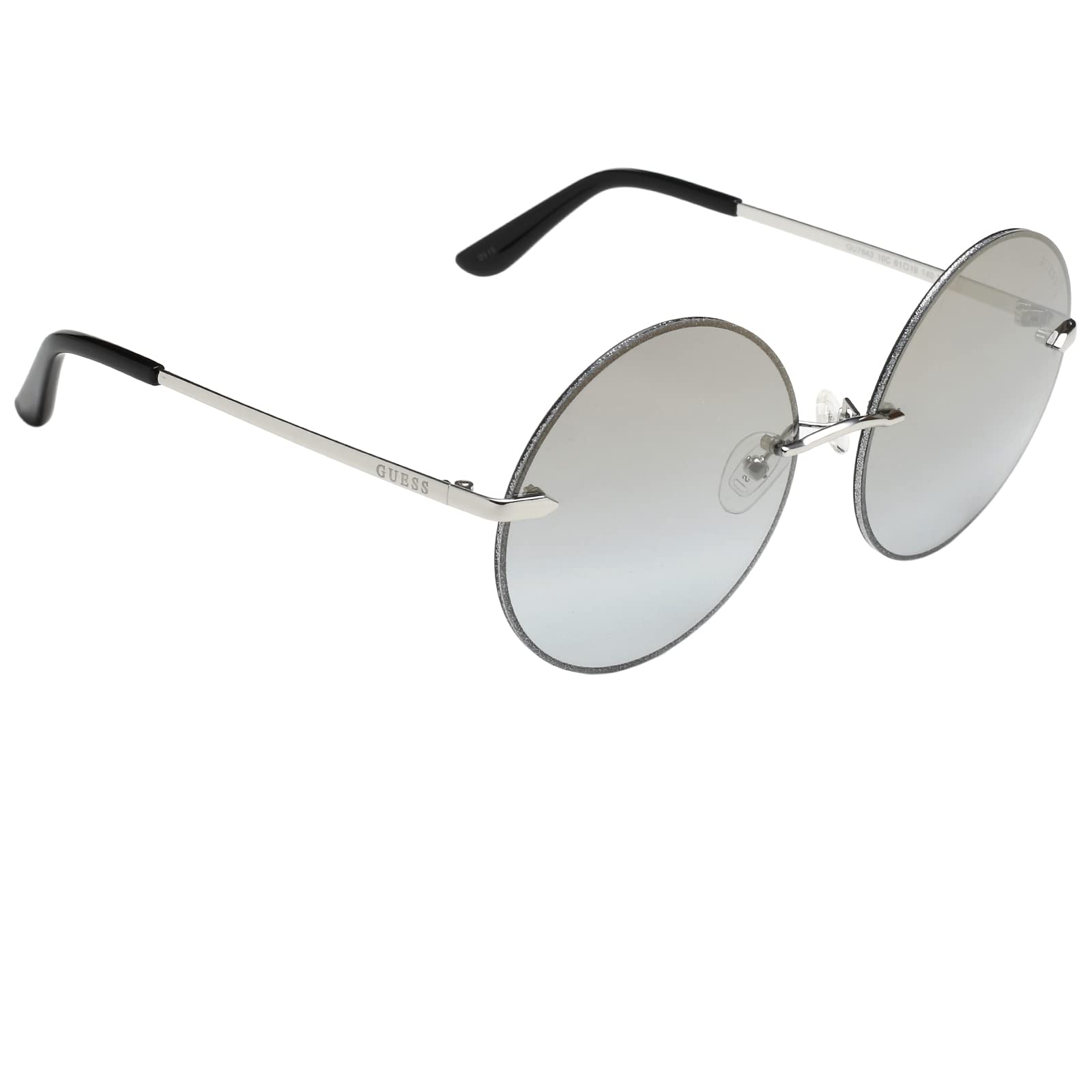 Guess Men's GU764310C Sunglasses, Color: Shiny Light Nickeltin/Smoke Mirror, Size: 61