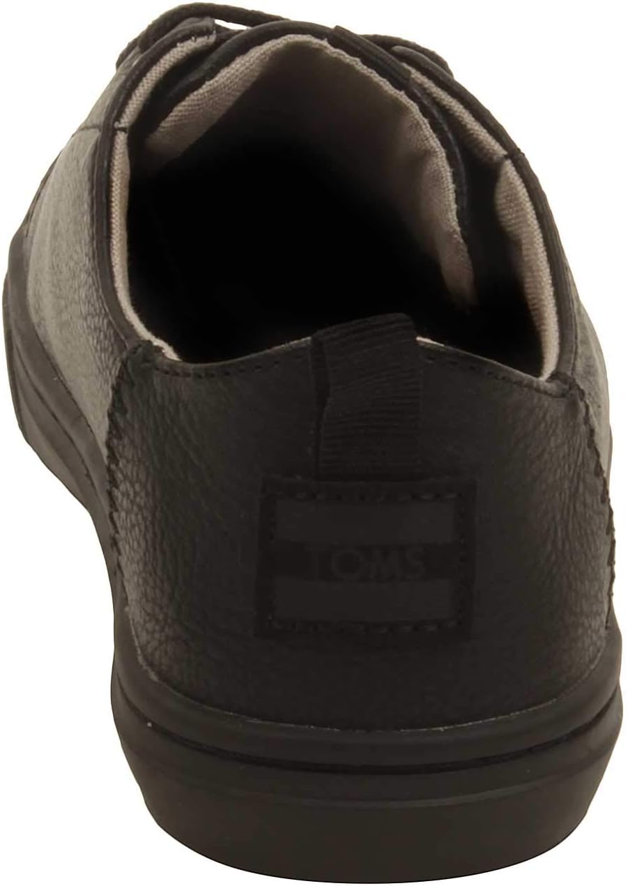 TOMS Faux Leather Lace-Up Sneakers With Pull Tab for Boys, Black, 31 EU