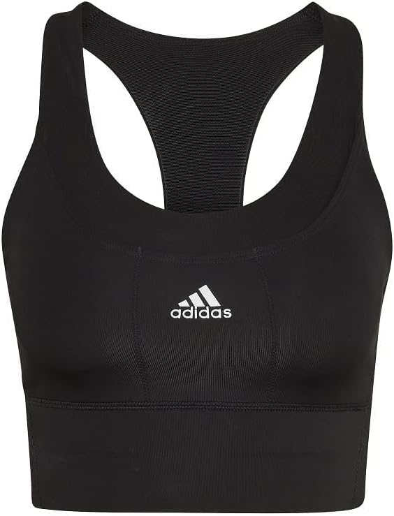 Adidas run ms pkt bra h64679 training black workout bra - medium support for women, size xldd