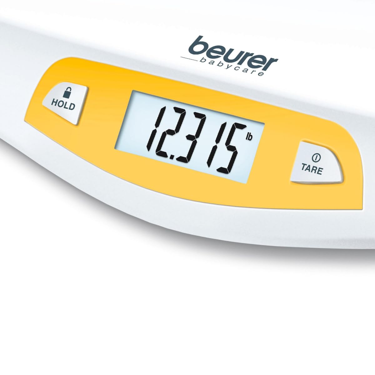 Beurer BY80 Baby Scale | Digital baby weighing scale with large LCD screen | Curved platform for comfort and safety | Tare and hold functions for easy weighing | 20kg load capacity | Easy wipe-clean