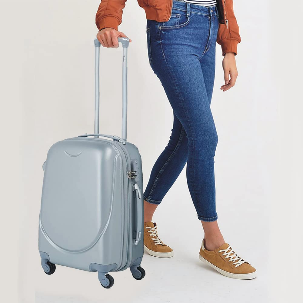 Senator Lightweight Luggage Checked Bag- Durable Hard-Shell Luggage 28 Inches Suit Case for Travel, Large Hard Sided Luggage with Spinner Wheels 4, KH134 (Checked Luggage 28-Inch, Silver)