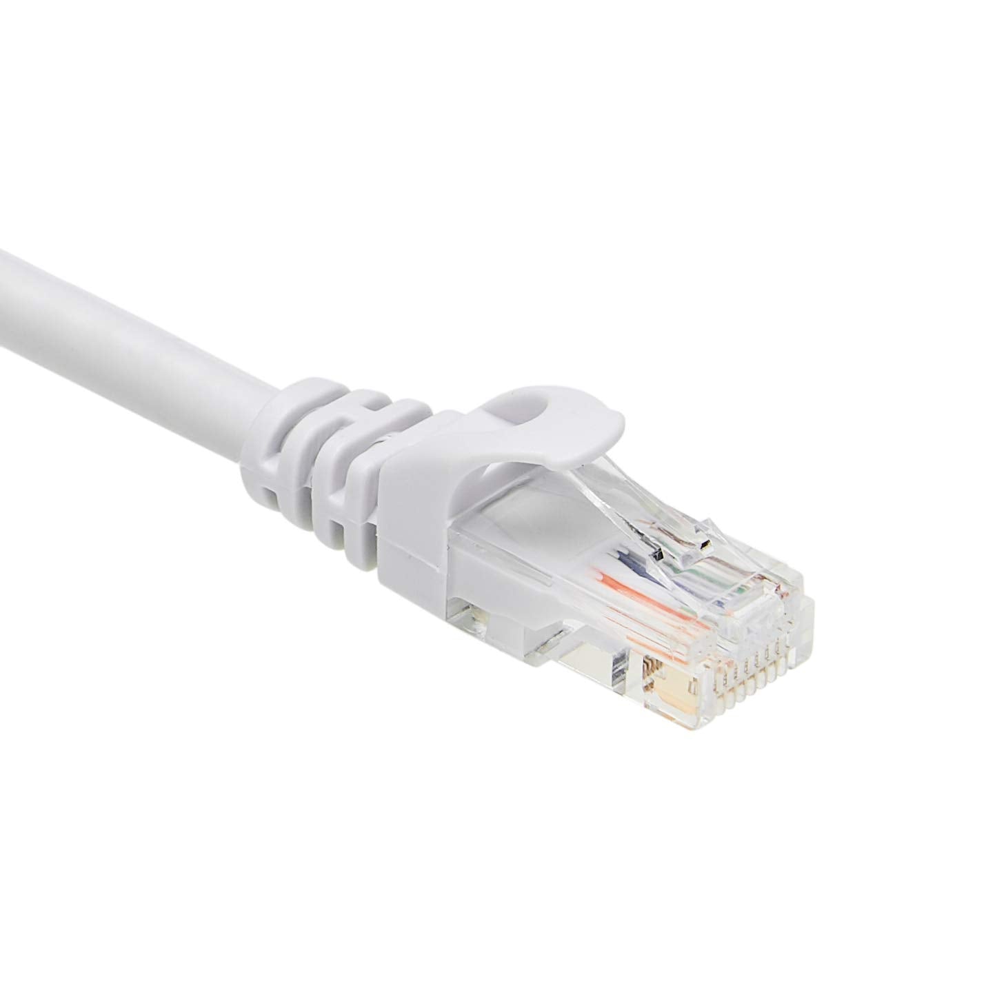 كابل إيثرنت باتش RJ45 Cat-6 من Amazon Basics بدون تشابك - 15 قدم، أبيض، عبوة من 5