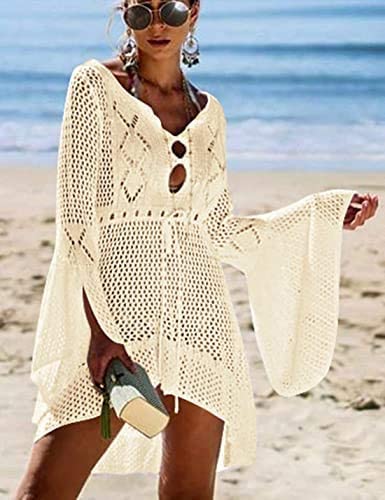 Women’s Bathing Suit Cover Up Crochet Lace Bikini Swimsuit Dress.