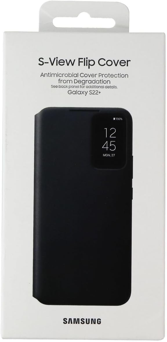 Samsung Galaxy S22+ S-View Flip Cover, Protective Phone Case, Tap Control, Cutting Edge Design, US Version, Black, (EF-ZS906CBEGUS)