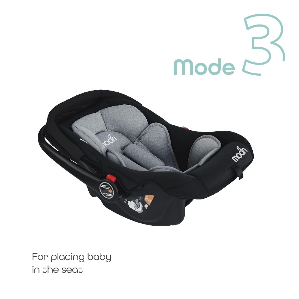 MOON Bibo Infant/Baby/Kids Travel Car Seat With Full Body Support CUShion Rear Facing Seat Carry Cot AdjUStable Canopy Suitable For 0 Months+0 13 Kg Black