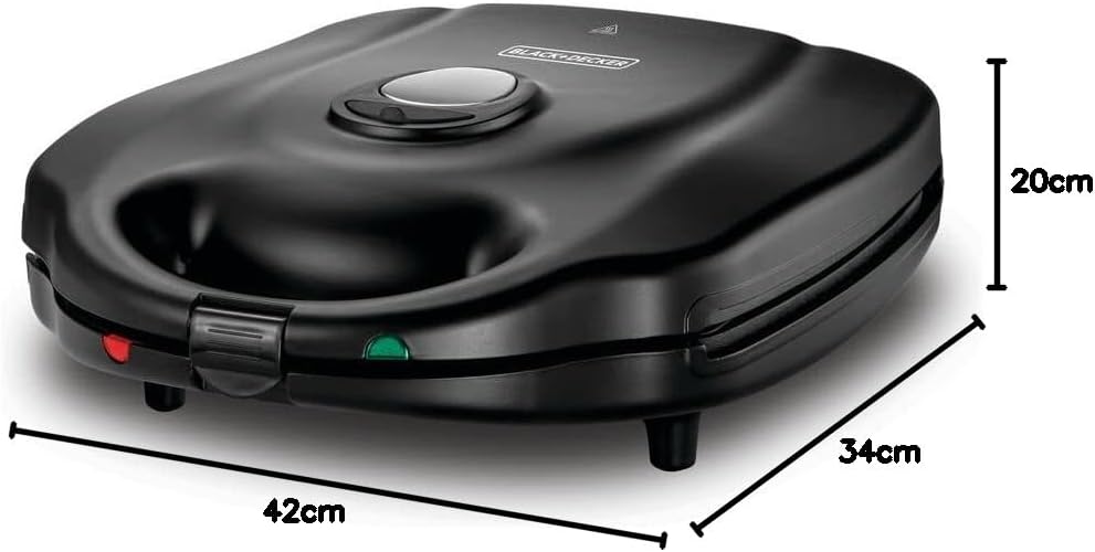 Black & Decker 1400W 3-in-1 4 Slice Sandwich & Waffle Maker with 180 Degree Grill Mode with Interchangeable Plate, TS4130-B5