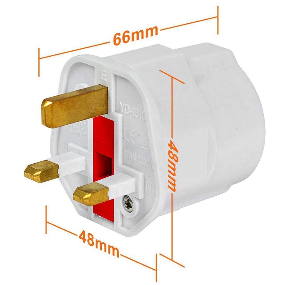 Royal Apex EU to UK Plugs Adapter, British Plug to EU Schuko Female Plugs Power Converter, 2 Pin Socket EU to UK Travel Adapter, 13A 250V BS1362 FUSED (Pack of 1)