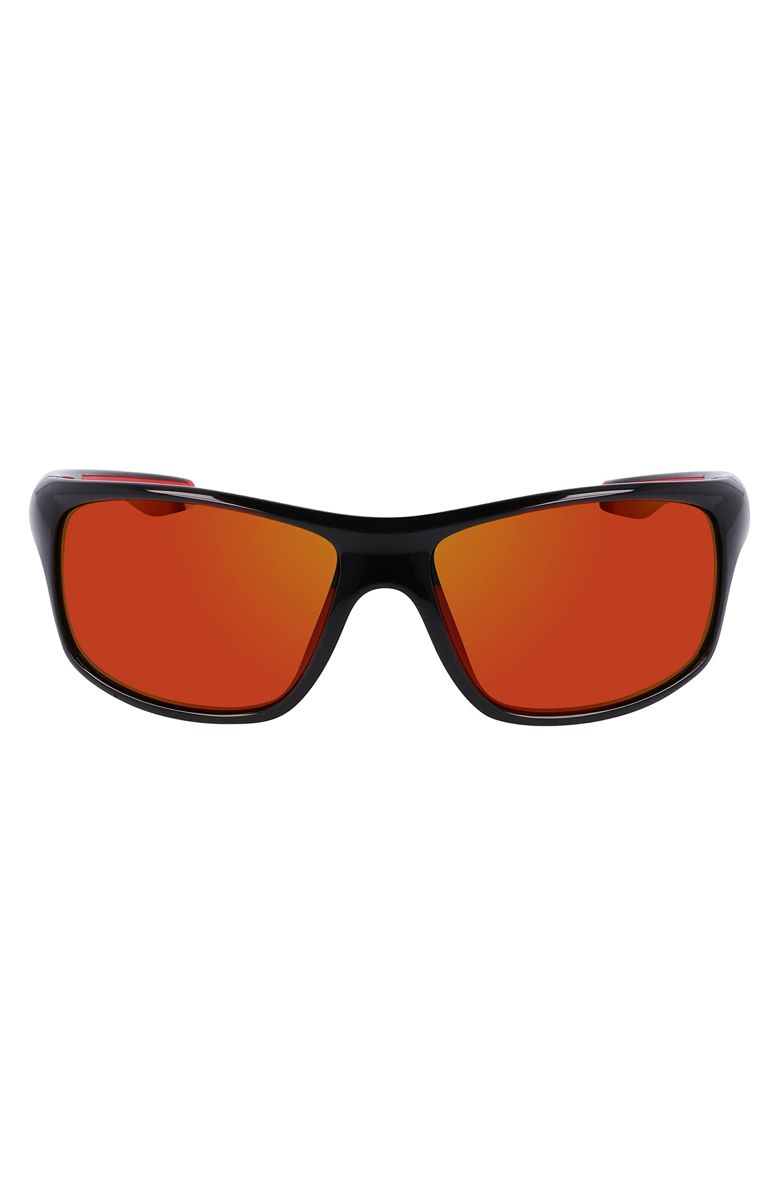 Columbia Men's Burr Polarized Rectangular Sunglasses, Shiny Black & Red/Orange Revo, One Size