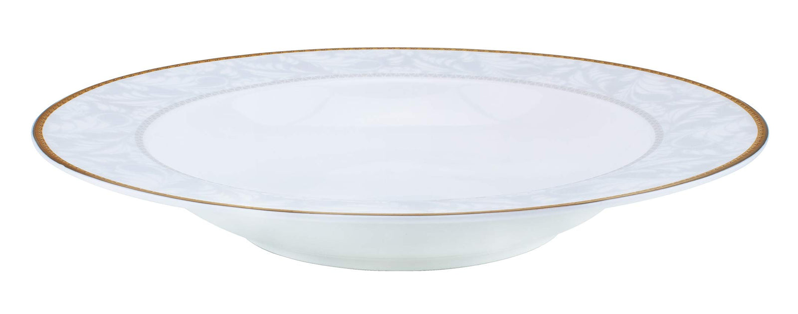 Shallow Porcelain Elegance Soup Plate with Gold Rim, White, 23 cm, TS-H1-32