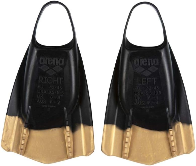 Arena Powerfin PRO Swim Training Fins , Black - Gold , 6.5 - 7.5