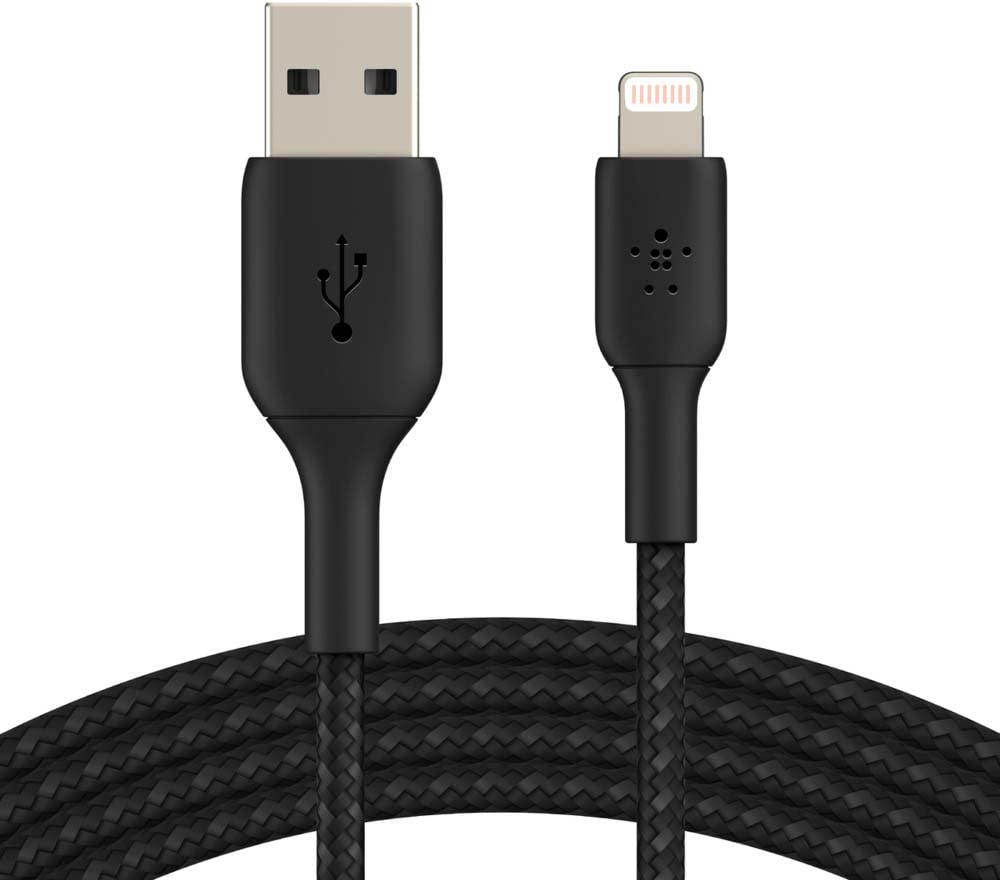 Belkin Braided Lightning Cable (Boost Charge Lightning to USB Cable for iPhone, iPad, AirPods) – MFi-Certified, Black, 1m