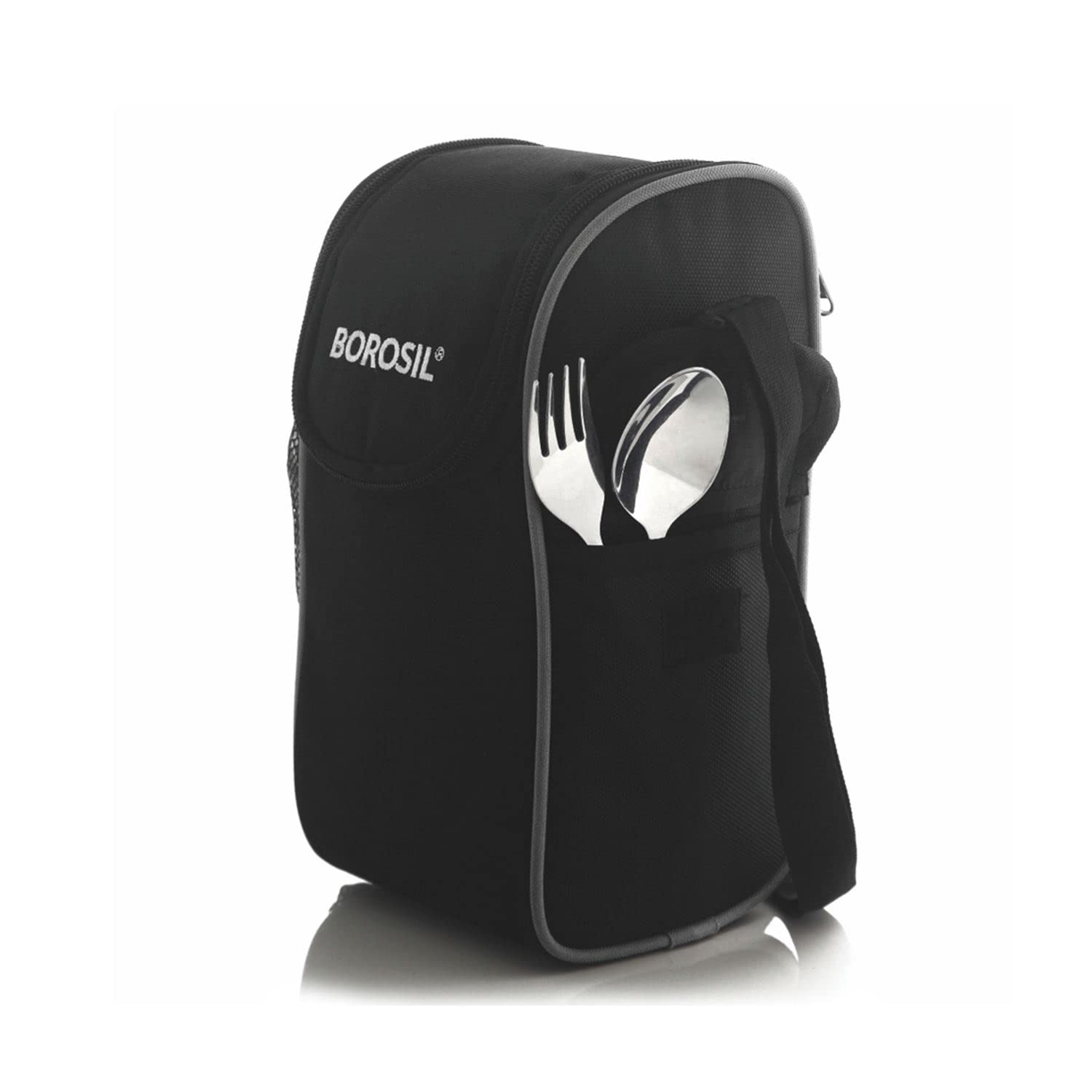 Borosil - Hot-N-Fresh Stainless Steel Insulated Lunch Box, Set of 3 (1pcs 350 ml + 2pcs 420 ml), Black