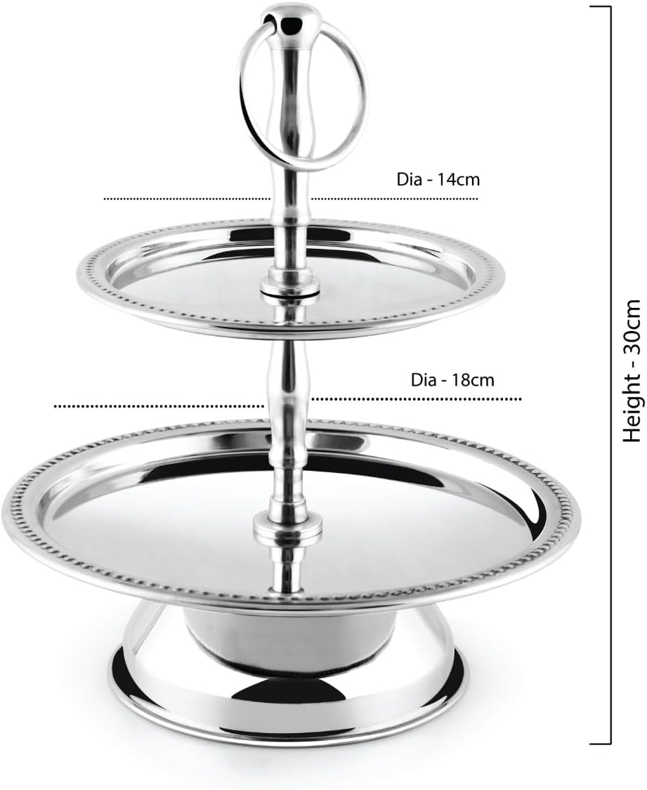 BLACKSTONE Stainless Steel Tray Dessert Stand Pastry Stand Cake Stand Serving Platter Serving Plate Tray (2 TIER)