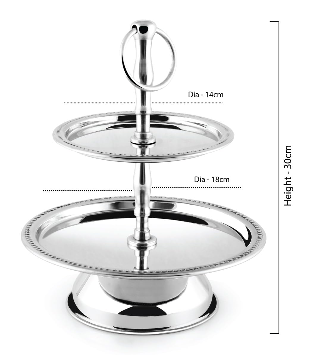BLACKSTONE Stainless Steel Tray Dessert Stand Pastry Stand Cake Stand Serving Platter Serving Plate Tray (2 TIER)