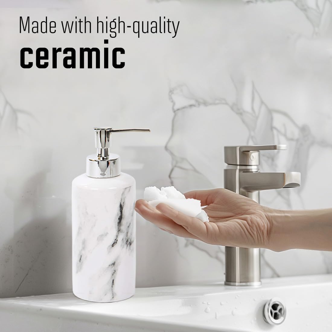 Bodico White 3-Piece Marble Bathroom Accessory Set