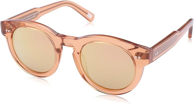 Chimi Peach Panto Sunglasses for Women - Transparent Peach Frame with Light Brown Lens