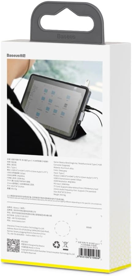 Baseus bend angle no.7 multifunctional type-c hub converter (upgrade)