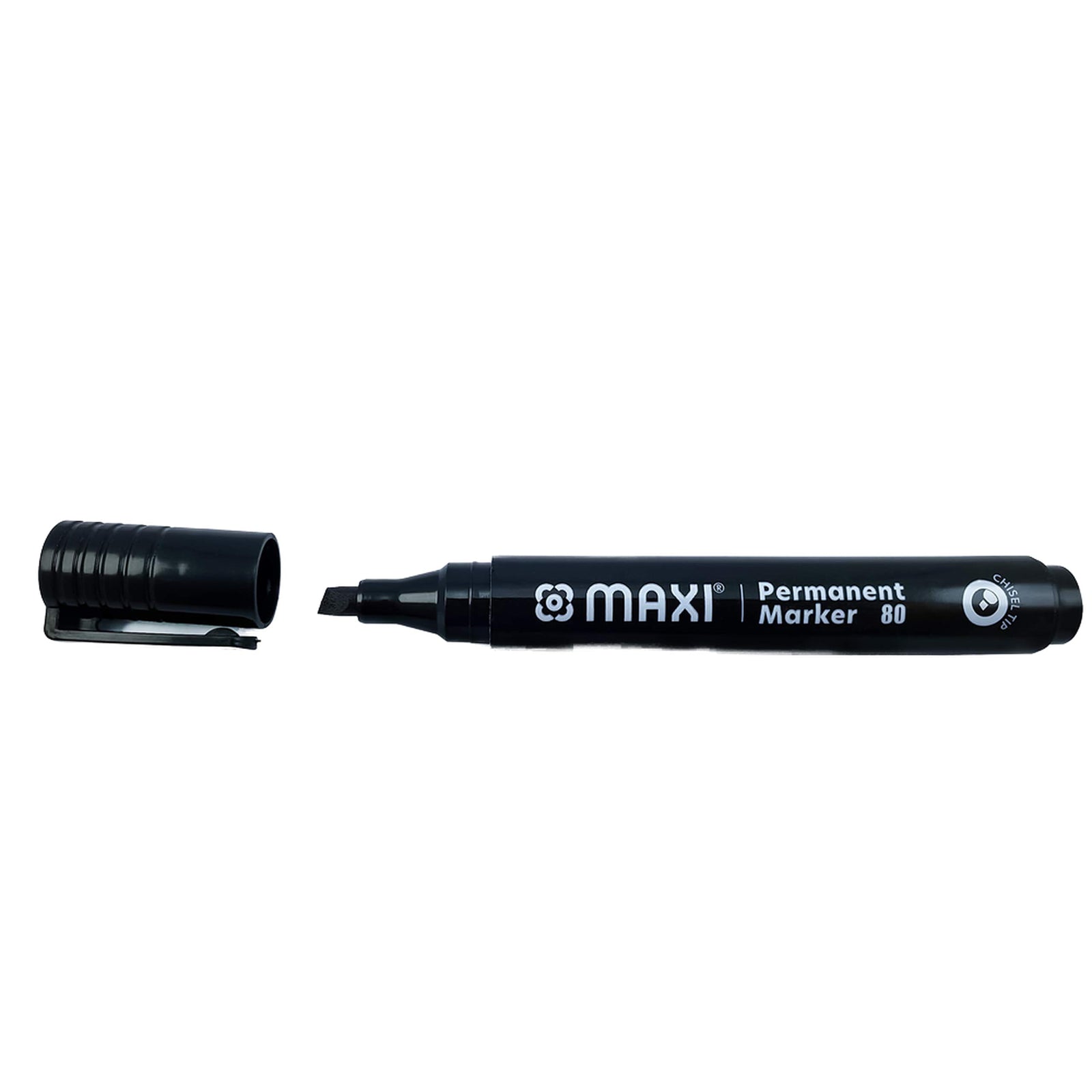 Maxi Permanent marker with Chisel tip 8pc Red. Suitable to use on most surfaces. Mark and write on any non-porous surface such as wood, glass, plastic, or cardboard.