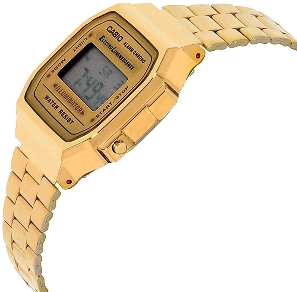 Casio Unisex Watch - A168WG-9WDF Gold Dial, Gold Band