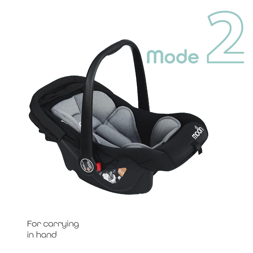 MOON Bibo Infant/Baby/Kids Travel Car Seat With Full Body Support CUShion Rear Facing Seat Carry Cot AdjUStable Canopy Suitable For 0 Months+0 13 Kg Black