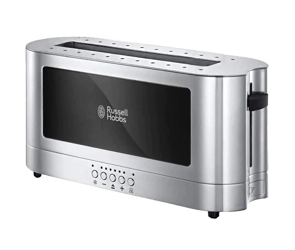 Russell Hobbs (23380-56) Long Slot Toaster - 1420W, Toast Technology, 7 Settings, Defrost/Reheat/Cancel, Glass View, Stainless Steel - 1-Year Warranty