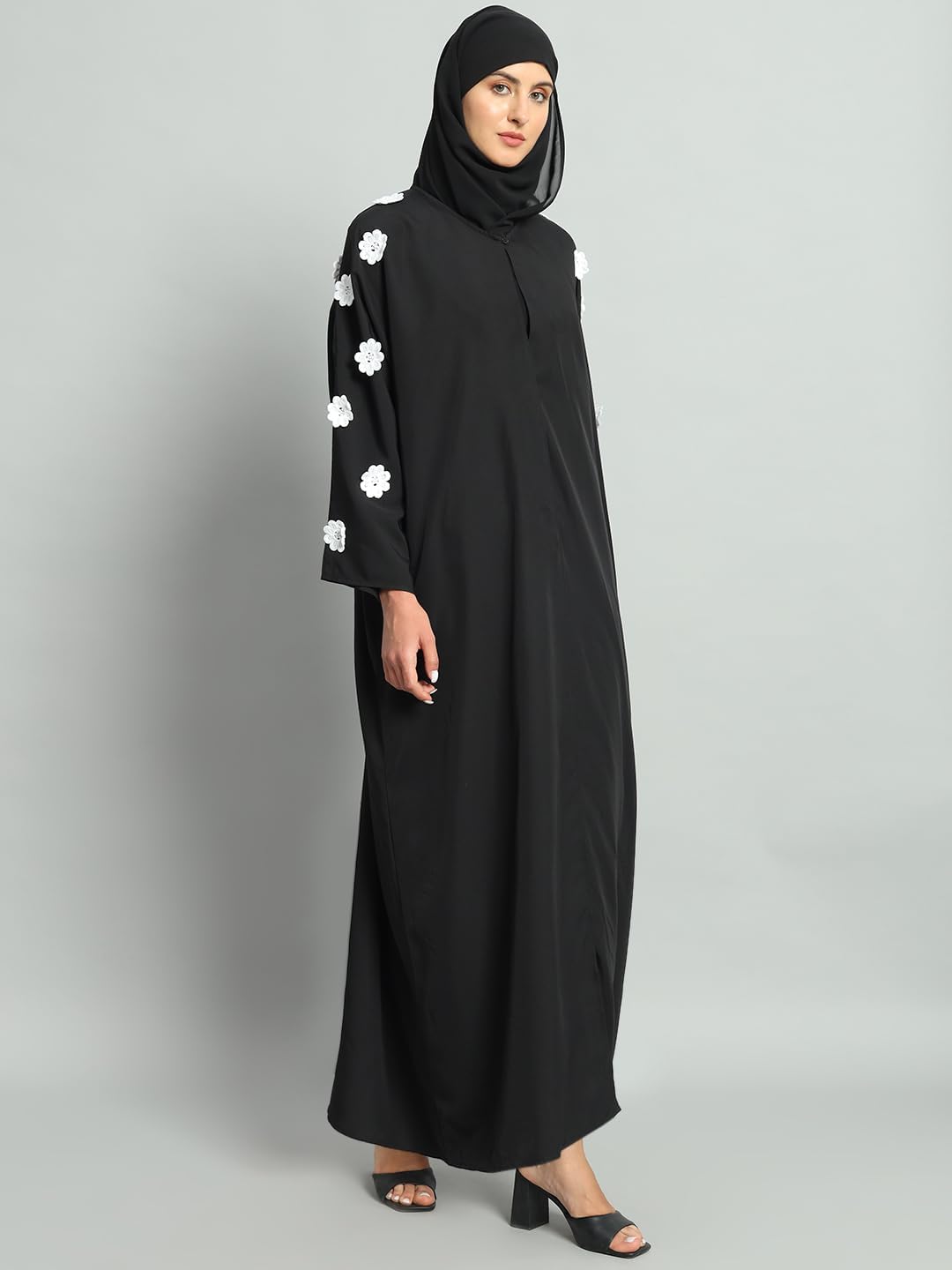 Styleville.in Black Solid Abaya with hijab for women