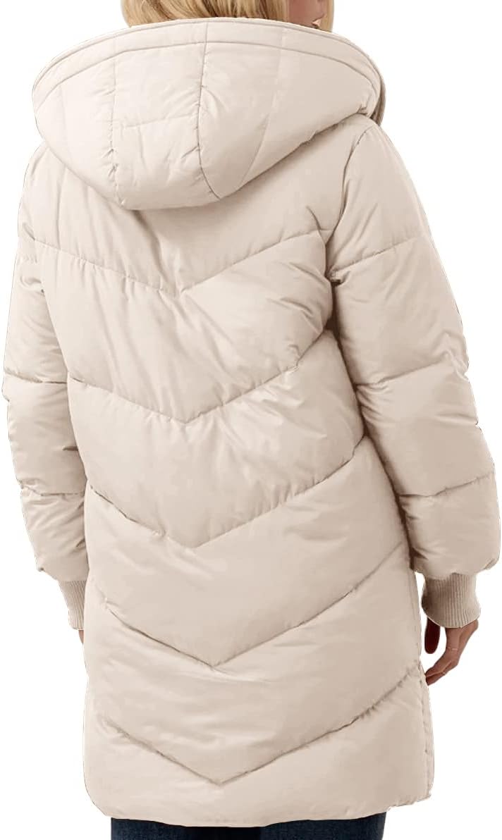 Ebifin Womens Winter Warm Coats Sherpa Fleece Lined Long Hooded Puffer Jacket