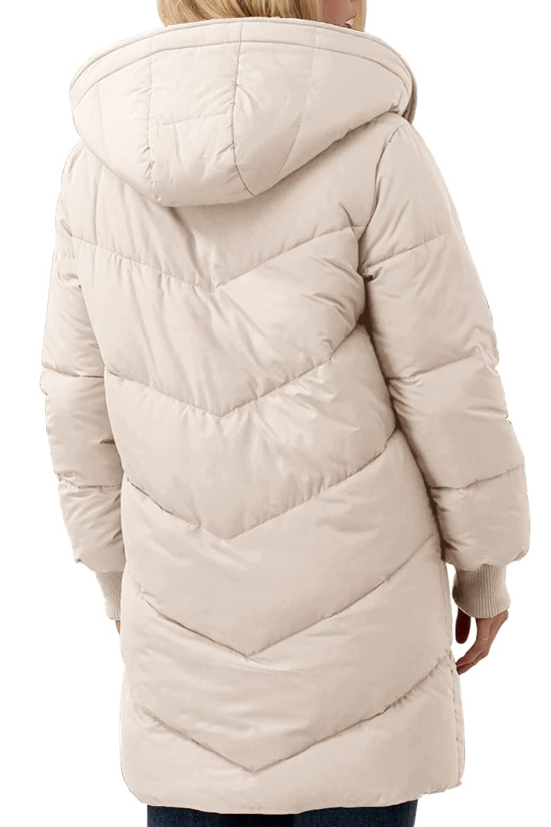 Ebifin Womens Winter Warm Coats Sherpa Fleece Lined Long Hooded Puffer Jacket