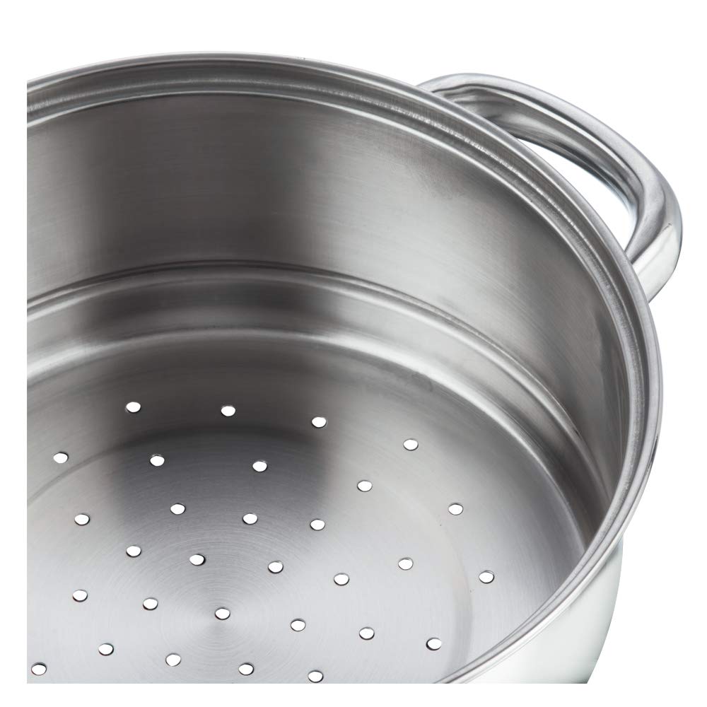 Vinod Stainless Steel Steamer 3 Tier with Glass Lid 20 cm | 2.5 mm Thick Base | Multi Purpose Momos,