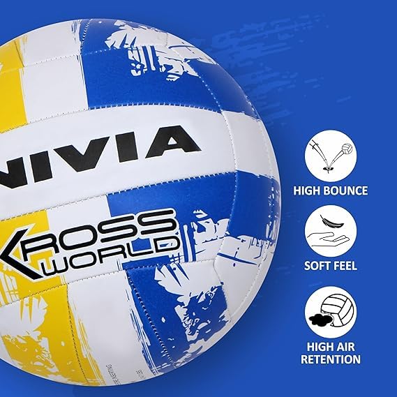 Nivia Kross World Volleyball, Yelow/Blue, 4